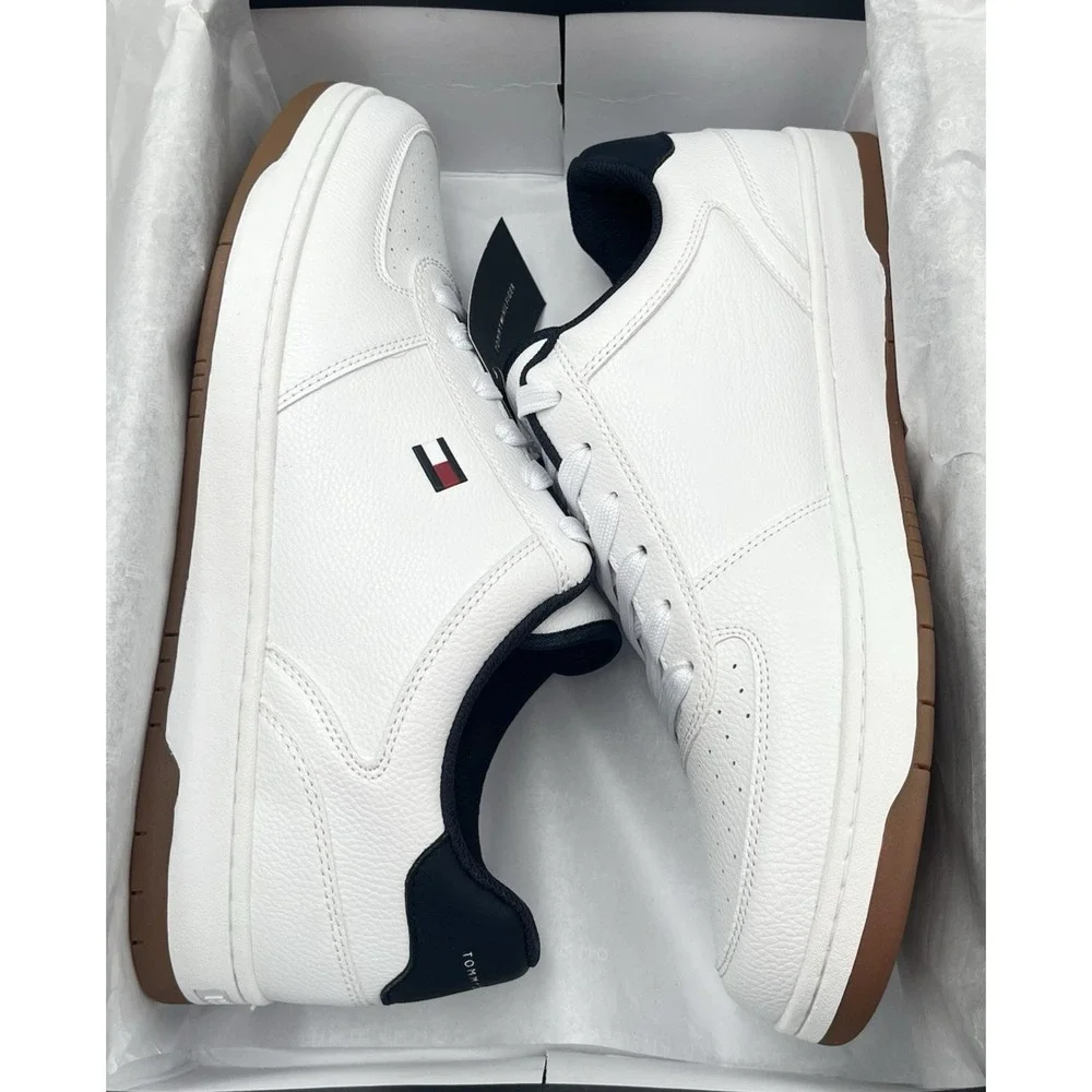 Tommy Hilfiger Tathan Men's Fashion Shoes 11 White‎ Navy Blue Athletic Sneaker
